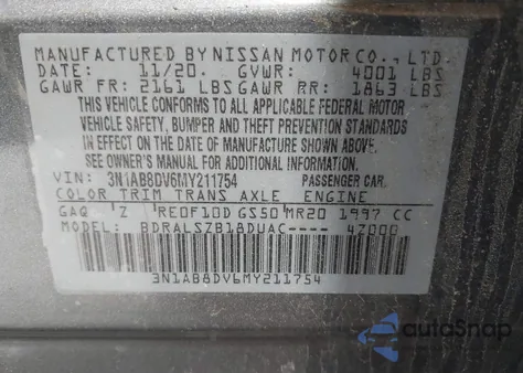 2021 Nissan Sentra Sr Xtronic Cvt из США, поврежденный, VIN 3N1AB8DV6MY211754